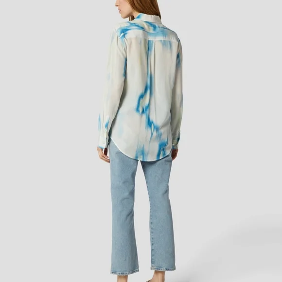 Equipment Silk Satin Blouse in Desert Blue Multi - Size M - Picture 4 of 4